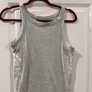 LOFT Gray Fitted Sleeveless Tank Top